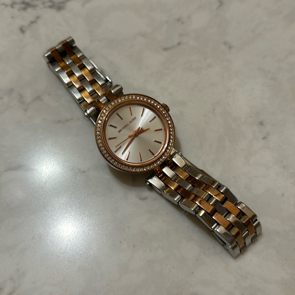 Michael Kors silver & rose gold watch